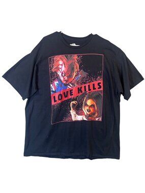 Chucky & Tiffany "Love Kills" Graphic Black T-Shirt Universal Studios Horror Tee
